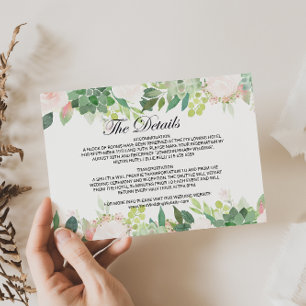 Modern Tropical Floral Wedding Details Invoegen Ka Kaart