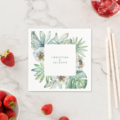 Modern Tropical Foliage Wedding Cocktail Servet (Insitu)