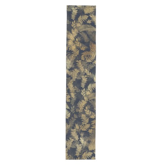 Modern Tropical Gold Foliage Blue Pattern Medium Tafelloper (Voorkant)