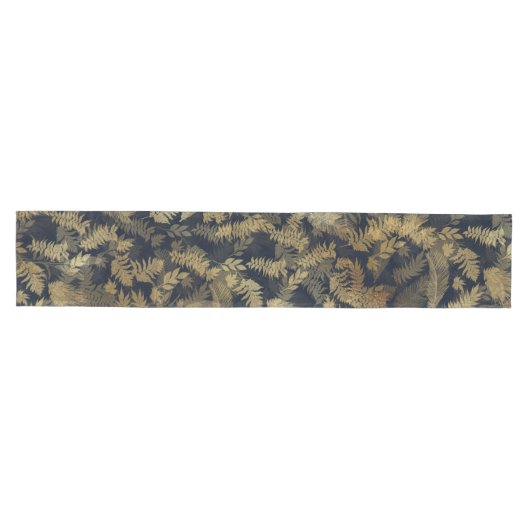 Modern Tropical Gold Foliage Blue Pattern Medium Tafelloper (Horizontaal)