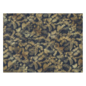 Modern Tropical Gold Foliage Blue Pattern Tafelkleed (Voorkant (Horizontaal))