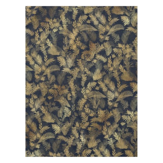Modern Tropical Gold Foliage Blue Pattern Tafelkleed (Voorkant)