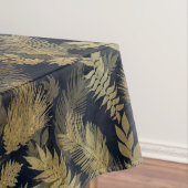 Modern Tropical Gold Foliage Blue Pattern Tafelkleed (Voorbeeld)