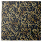 Modern Tropical Gold Foliage Blue Pattern Tegeltje (Voorkant)