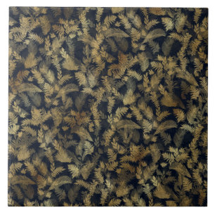 Modern Tropical Gold Foliage Blue Pattern Tegeltje