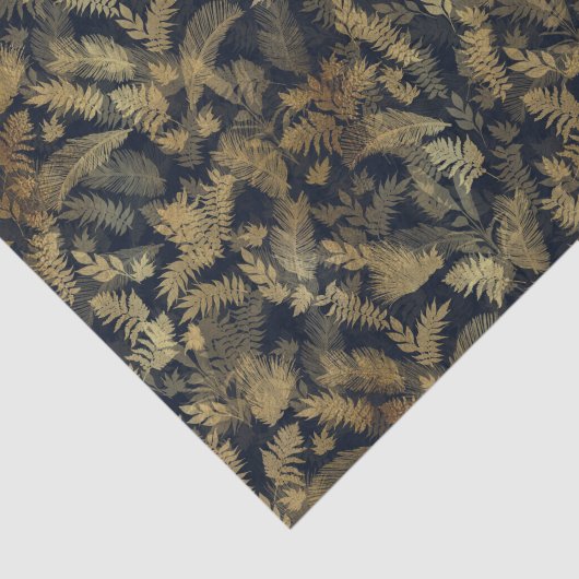 Modern Tropical Gold Foliage Blue Pattern Tissuepapier (Detail)