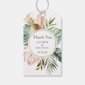 Modern Tropical Gold Palm Greenery Blush Wedding Cadeaulabel (Voorkant)