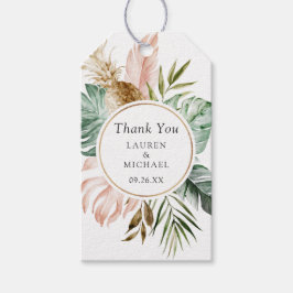 Modern Tropical Gold Palm Greenery Blush Wedding Cadeaulabel