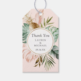 Modern Tropical Gold Palm Greenery Blush Wedding Cadeaulabel