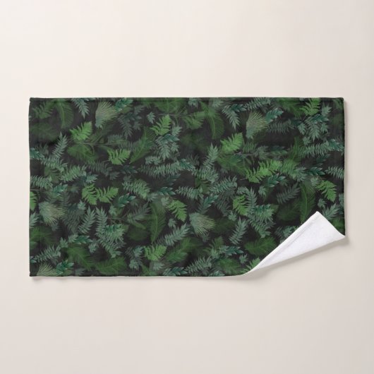 Modern tropical green foliage Black pattern Bad Handdoek (Handdoek)