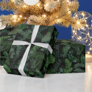 Modern tropical green foliage Black pattern Cadeaupapier