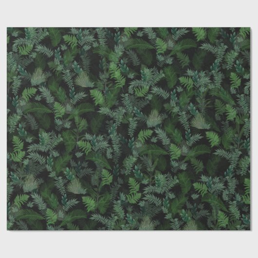 Modern tropical green foliage Black pattern Cadeaupapier (Vlak)
