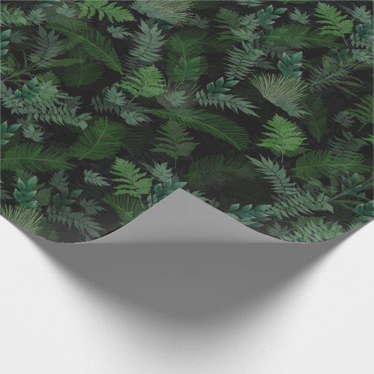 Modern tropical green foliage Black pattern Cadeaupapier (Hoek)