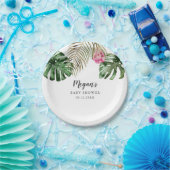 Modern Tropical Greenery Baby shower Papieren Bordje (Feest)