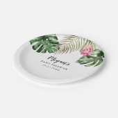 Modern Tropical Greenery Baby shower Papieren Bordje (Gekanteld)