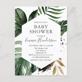 Modern Tropical Greenery Baby shower Uitnodiging Briefkaart