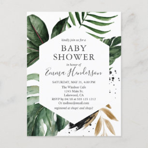 Modern Tropical Greenery Baby shower Uitnodiging Briefkaart