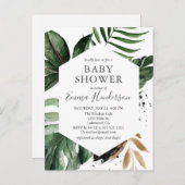 Modern Tropical Greenery Baby shower Uitnodiging Briefkaart (Voorkant / Achterkant)