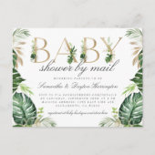 Modern Tropical Greenery Gold Baby shower per post Uitnodiging Briefkaart (Voorkant)