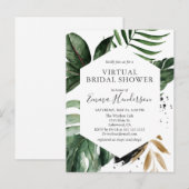 Modern Tropical Greenery Virtual Vrijgezellenfeest Uitnodiging Briefkaart (Voorkant / Achterkant)