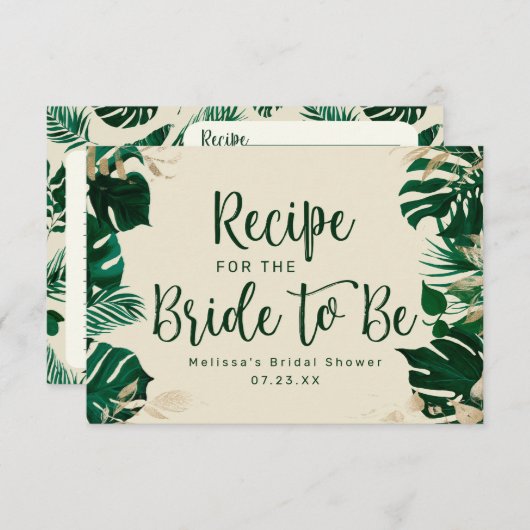 Modern Tropical Greenery Vrijgezellenfeest Recept Informatiekaartje (Voorkant / Achterkant)
