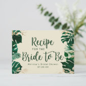 Modern Tropical Greenery Vrijgezellenfeest Recept Informatiekaartje (Staand voorkant)