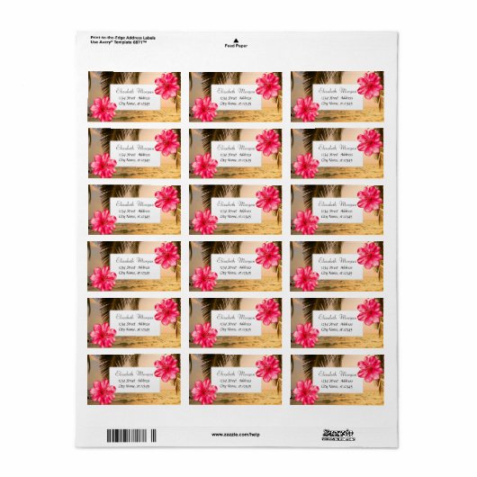 Modern Tropical, Hibiscus Beach Palm Etiket (Full Sheet)