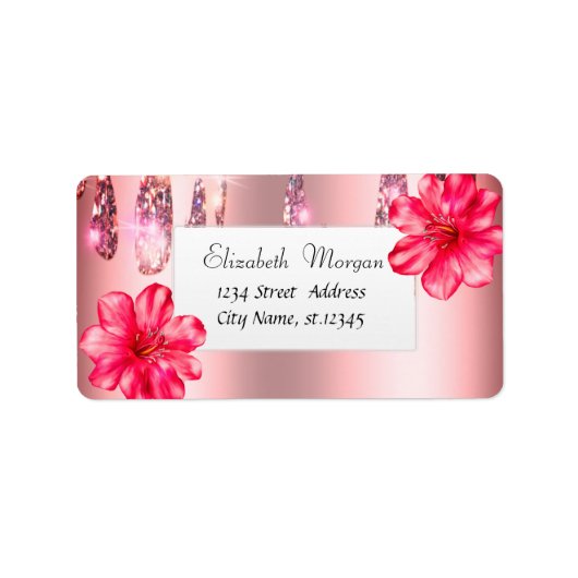 Modern Tropical, Hibiscus, Drips Etiket (Voorkant)