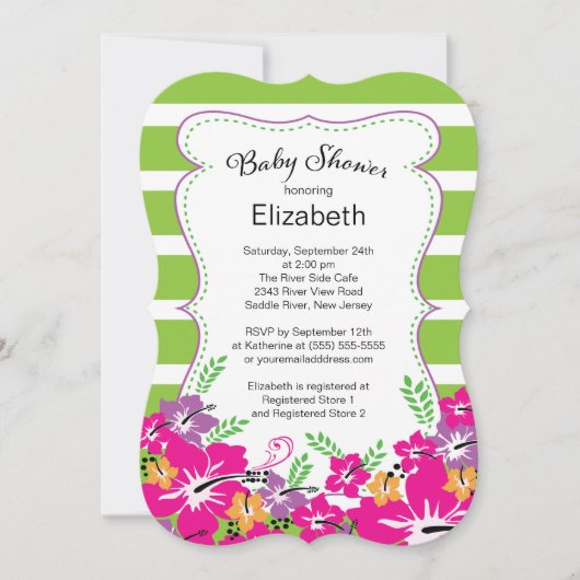 Modern Tropical Hibiscus Flowers Baby shower Kaart (Voorkant)