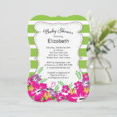 Modern Tropical Hibiscus Flowers Baby shower Kaart (Staand voorkant)
