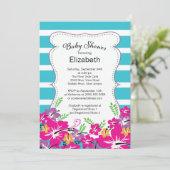 Modern Tropical Hibiscus Flowers Baby shower Kaart (Staand voorkant)
