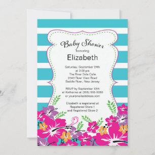 Modern Tropical Hibiscus Flowers Baby shower Kaart