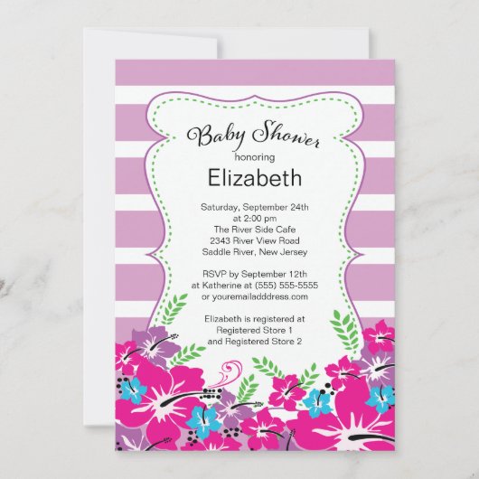 Modern Tropical Hibiscus Flowers Baby shower Kaart (Voorkant)