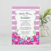Modern Tropical Hibiscus Flowers Baby shower Kaart (Staand voorkant)