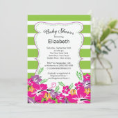 Modern Tropical Hibiscus Flowers Baby shower Kaart (Staand voorkant)