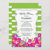 Modern Tropical Hibiscus Flowers Baby shower Kaart (Voorkant / Achterkant)