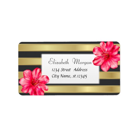 Modern Tropical, Hibiscus Gold Stripe Etiket (Voorkant)