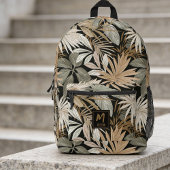 Modern Tropical Leaf Black & Gold Pattern Custom Bedrukte Rugzak