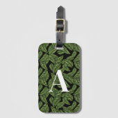 Modern Tropical Leaf Palm Plant Print Monogram Bagagelabel (Voorkant (verticaal))