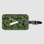 Modern Tropical Leaf Palm Plant Print Monogram Bagagelabel (Voorkant (horizontaal))