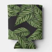 Modern Tropical Leaf Palm Plant Print Monogram Blikjeskoeler (Achterkant)