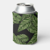 Modern Tropical Leaf Palm Plant Print Monogram Blikjeskoeler (Blikje Achterkant)