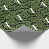 Modern Tropical Leaf Palm Plant Print Monogram Cadeaupapier (Hoek)