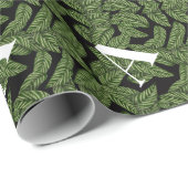 Modern Tropical Leaf Palm Plant Print Monogram Cadeaupapier (Rol Hoek)