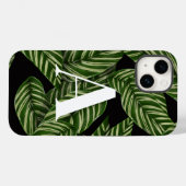 Modern Tropical Leaf Palm Plant Print Monogram Case-Mate iPhone Case (Achterkant (horizontaal))