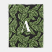 Modern Tropical Leaf Palm Plant Print Monogram Fleece Deken (Voorkant)