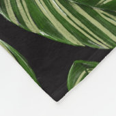 Modern Tropical Leaf Palm Plant Print Monogram Fleece Deken (Hoek)