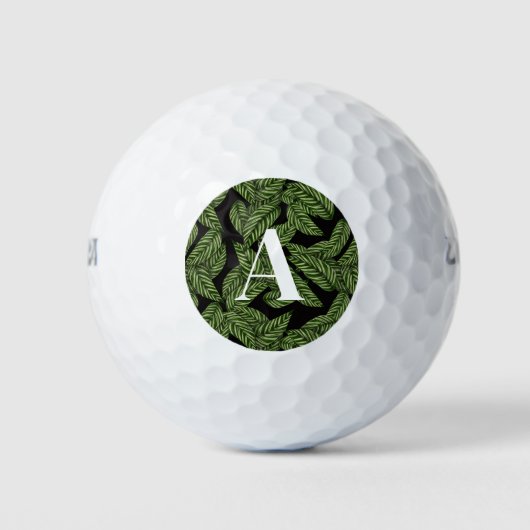 Modern Tropical Leaf Palm Plant Print Monogram Golfballen (Voorkant)