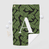 Modern Tropical Leaf Palm Plant Print Monogram Golfhanddoek (Insitu)