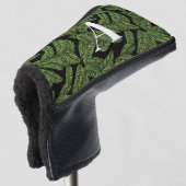 Modern Tropical Leaf Palm Plant Print Monogram Golfheadcover (3/4 voorkant)